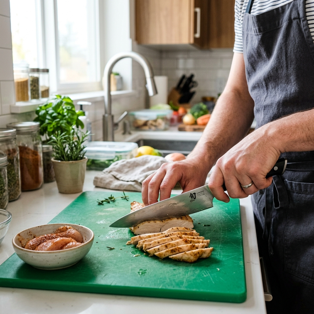 Chef preparing ingredients